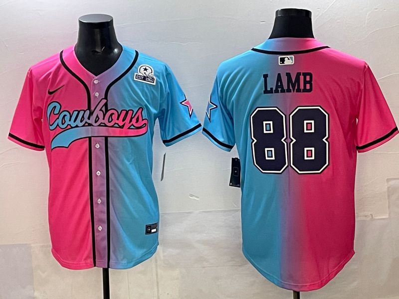 Men 2025 Dallas Cowboys #88 Lamb Blue pink Nike Limited NFL Jersey style 006->dallas cowboys->NFL Jersey
